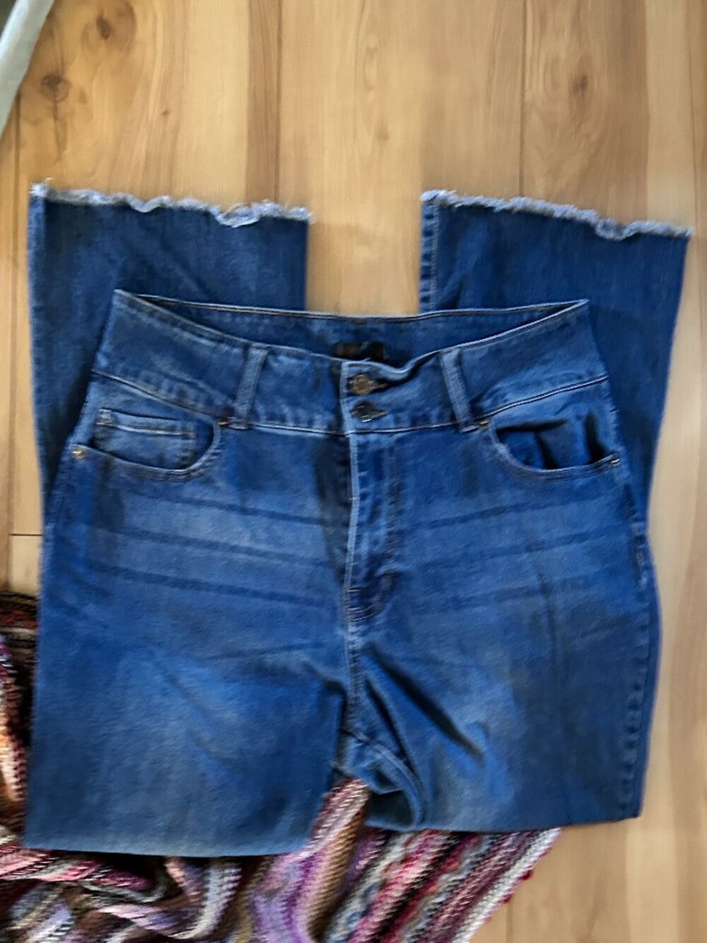 Daily thread boho size 14 womens pants jeans blue denim stretch distressed